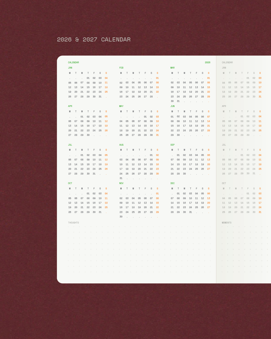 2026 Monthly Dated Planner