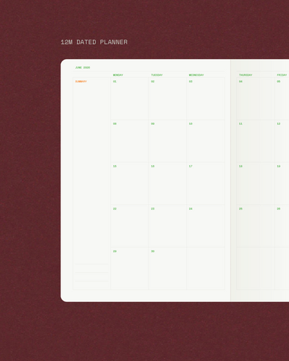 2026 Monthly Dated Planner